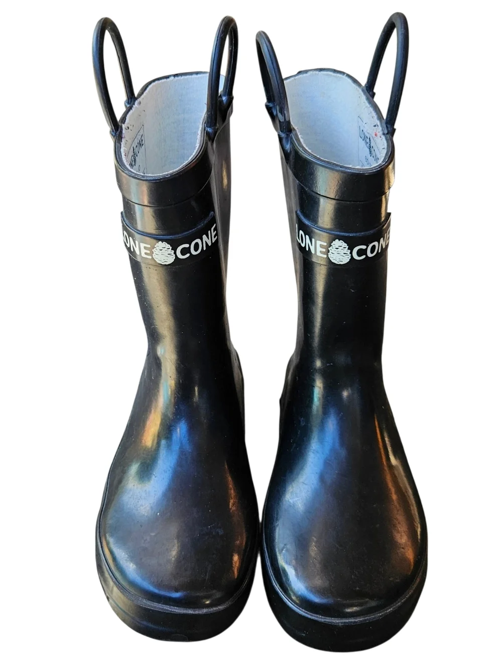Boy's Lone Cone Black Waterproof Pull-On Rain Boots Size 12